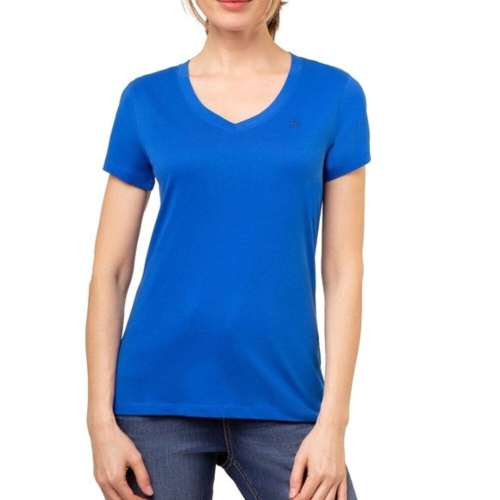 Ralph Lauren Sport Women's Lightweight V-Neck T-Shirt Blue with Blue Pony